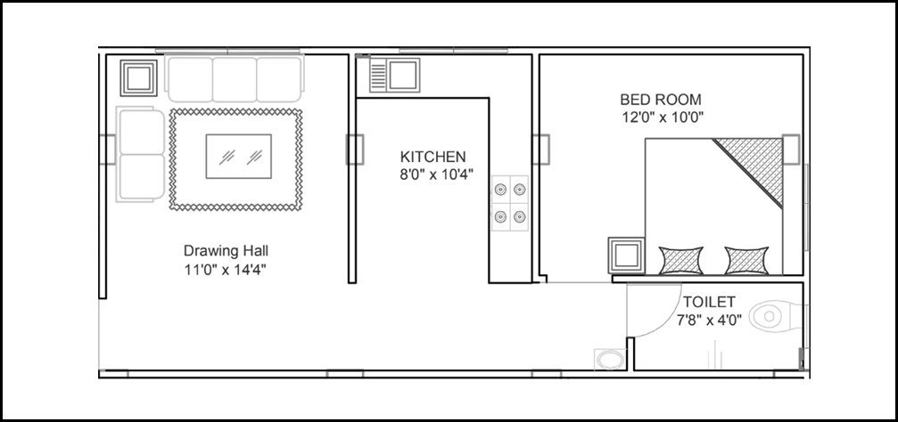 1bhk flats floor plan