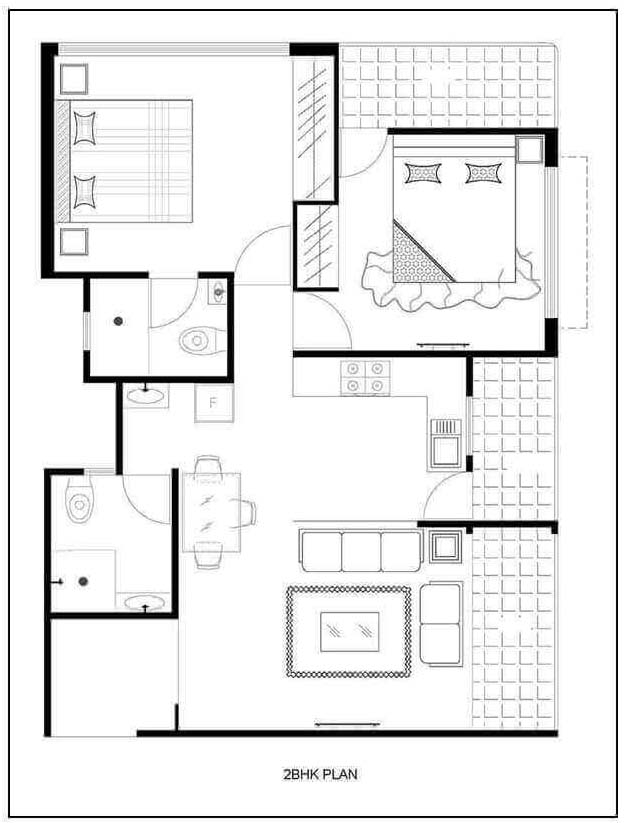 2bhk flats floor plan