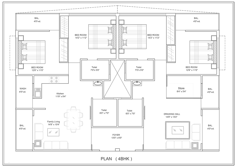 4bhk flats floor plan