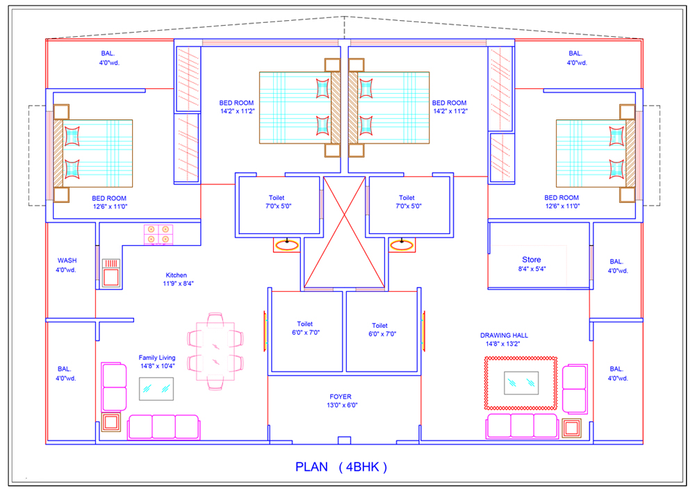 4BHK Flats in Indore Floor Plan