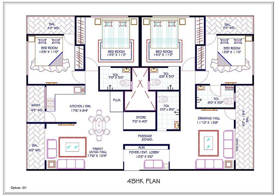 4BHK Flats in Indore Floor Plan