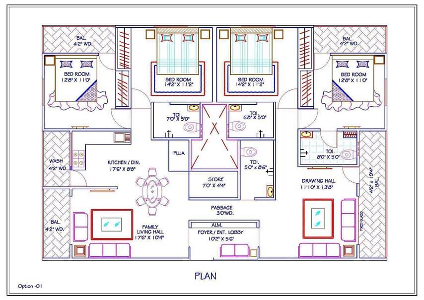2bhk flats floor plan