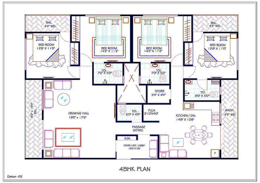 2bhk flats floor plan